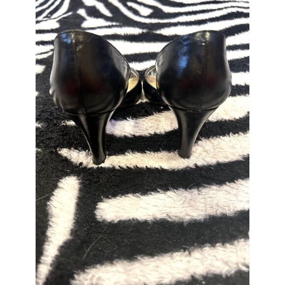Bally Vintage Black Leather Peep Toe Pumps Size 5.5 - Picture 3 of 6